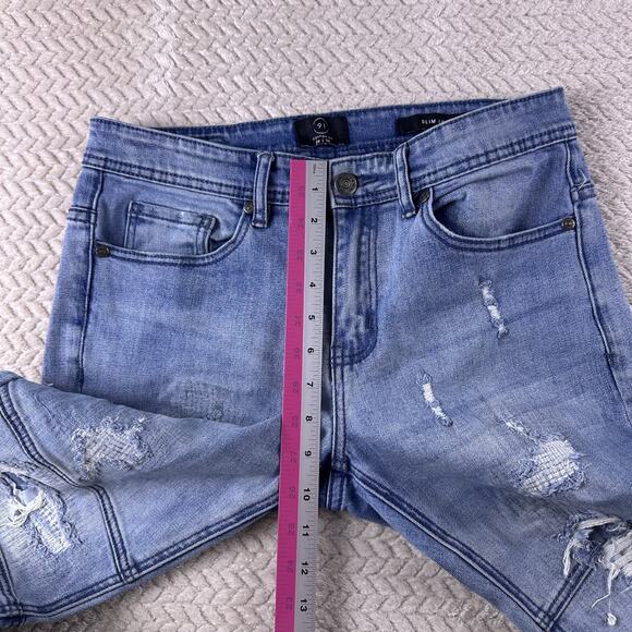 91 Cotton On Crop Slim Leg‎ Jeans Womens 30 Mid Rise Distressed Stretch Denim - Picture 9 of 16